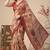 Beige & orange linen geometric bollywood digital print saree
