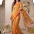 Yellow linen geometric bollywood digital print saree