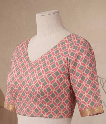 peach chanderi geometric digital print bollywood saree 5
