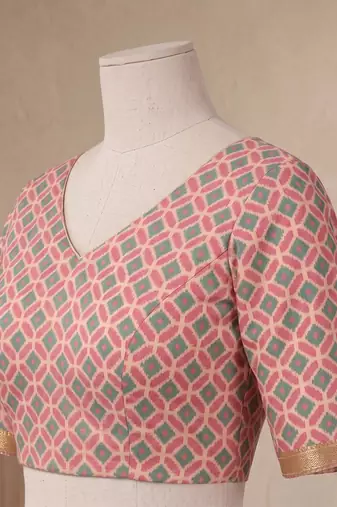 peach chanderi geometric digital print bollywood saree