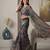 Deep bottle green linen leaf bollywood digital print saree