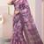 Purple linen geometric bollywood digital print saree