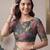 Deep bottle green linen leaf bollywood digital print saree
