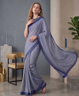 royal blue chanderi digital print bollywood saree 1