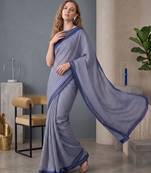 royal blue chanderi digital print bollywood saree