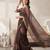 Brown linen floral motifs bollywood digital print saree