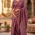 dusty wine chanderi geometric printed ready to wear saree