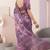 Purple linen geometric bollywood digital print saree