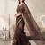 Brown linen floral motifs bollywood digital print saree
