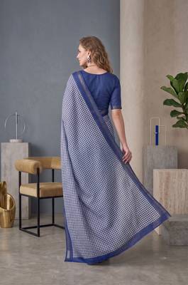 royal blue chanderi digital print bollywood saree 3