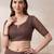 Brown linen floral motifs bollywood digital print saree
