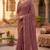 dusty wine chanderi geometric printed ready to wear saree