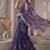 Blue linen floral motifs bollywood digital print saree