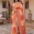 cream & peach chanderi bandhani printed ready to wear saree