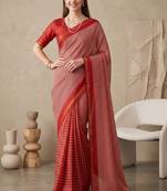 red chanderi digital print bollywood saree