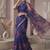 Blue linen floral motifs bollywood digital print saree