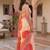 cream & peach chanderi bandhani printed ready to wear saree