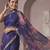 Blue linen floral motifs bollywood digital print saree