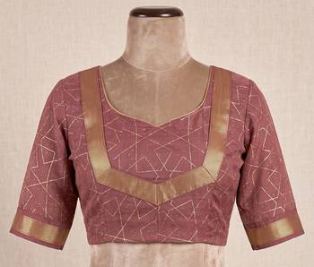 dusty wine chanderi geometric printed ready to wear saree 5