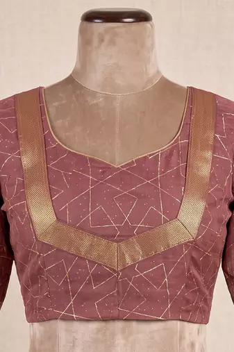 dusty wine chanderi geometric printed ready to wear saree