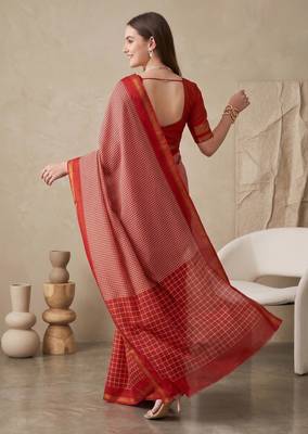 red chanderi digital print bollywood saree 3