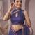 Blue linen floral motifs bollywood digital print saree