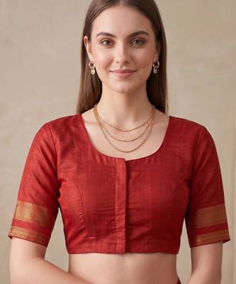 red chanderi digital print bollywood saree 4