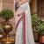 off-white & red chanderi zig-zag printed ready to wear saree
