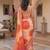 cream & peach chanderi bandhani printed ready to wear saree