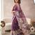 Purple linen floral motifs bollywood digital print saree