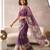 Purple linen floral motifs bollywood digital print saree