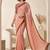 cream & peach chanderi geometric digital print bollywood saree