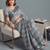 grey linen geometric bollywood digital print saree