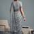 grey linen geometric bollywood digital print saree