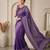 Purple linen solid bollywood digital print saree