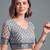 grey linen geometric bollywood digital print saree