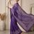 Purple linen solid bollywood digital print saree