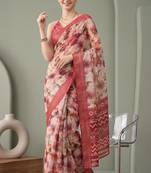 Multicolor linen floral bollywood digital print saree