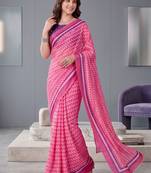 pink chanderi digital print bollywood saree