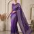 Purple linen solid bollywood digital print saree