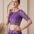 Purple linen solid bollywood digital print saree