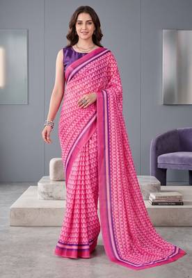 pink chanderi digital print bollywood saree 2