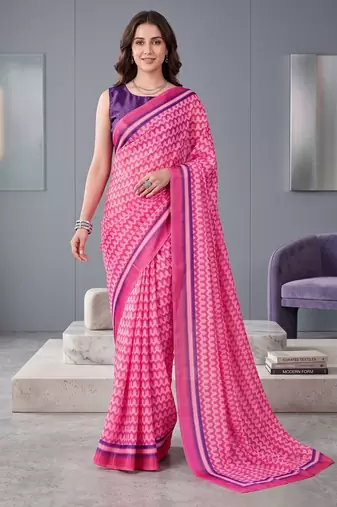 pink chanderi digital print bollywood saree