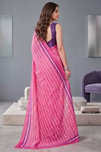 pink chanderi digital print bollywood saree
