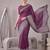 Megenta linen solid bollywood digital print saree