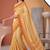 Yellow linen geometric bollywood digital print saree