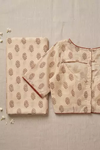 cream chanderi floral printed ready to wear saree