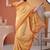 Yellow linen geometric bollywood digital print saree