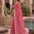 baby pink chanderi block printed ready to wear saree