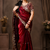 Maroon Color Zari Sequence Mango Design Embrodairy Work Silk Blend Saree